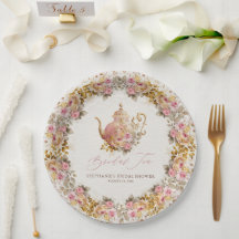 Blush Pink Vintage Floral Teapot Bridal Shower Tea