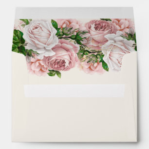 Blush Pink Vintage Floral Wedding Envelope