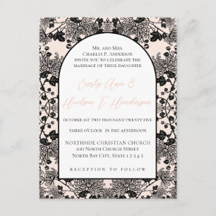 Blush Pink Vintage Floral Wedding Invitation Postcard