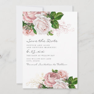 Blush Pink Vintage Floral Wedding Save Date Save The Date