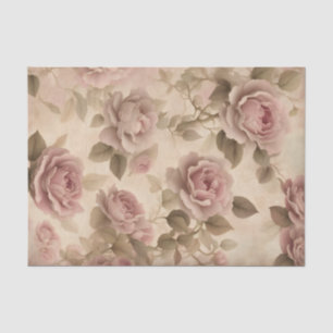 Blush pink vintage roses decoupage craft tissue paper