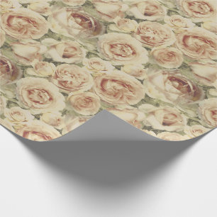 Blush Pink Vintage Roses Floral Pattern Wrapping Paper