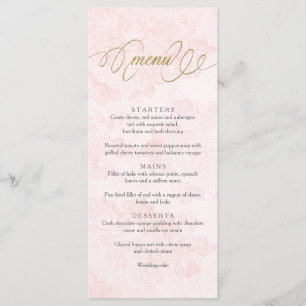 Blush Pink Vintage Roses Wedding Menu Card