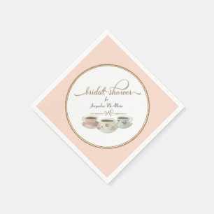 Blush Pink Vintage Style Tea Bridal Shower Decor Napkin