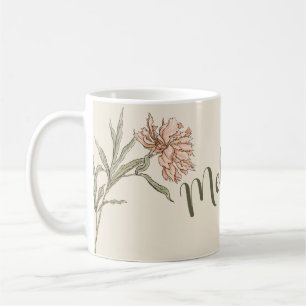 Blush Pink Vintage Watercolor Floral Personalized Coffee Mug