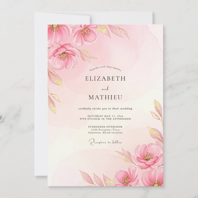 Blush Pink Vivacious Spring Wedding Invitation (Front)