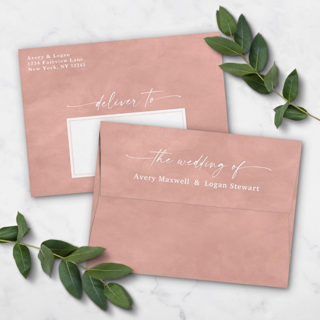 Blush Pink Watercolor 5x7 Wedding Invitation Envelope (Creator Uploaded)