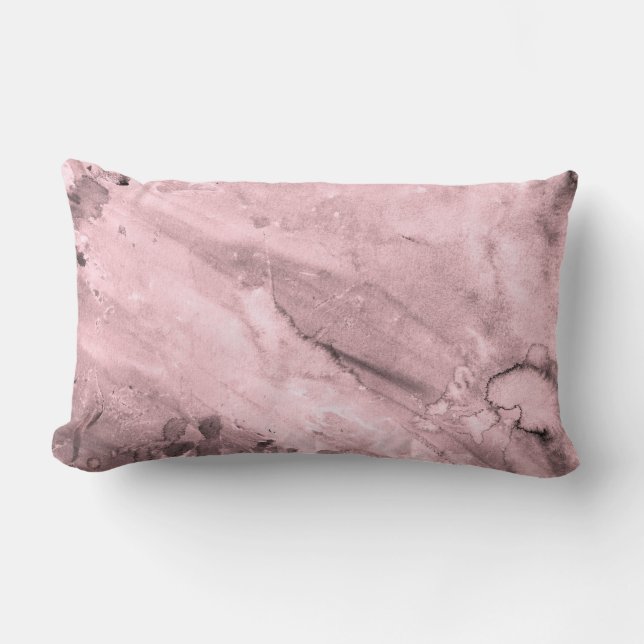 Blush Pink Watercolor Abstract Lumbar Pillow (Front)