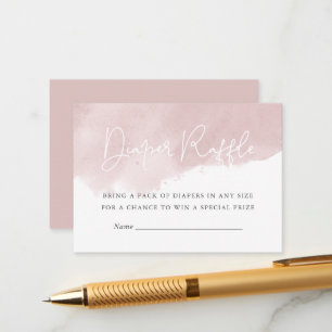 Blush Pink Watercolor Baby Shower Diaper Raffle Enclosure Card