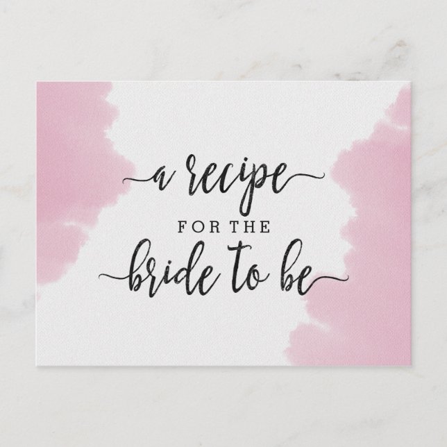 Blush Pink Watercolor Bridal Shower Recipe Card (Front)