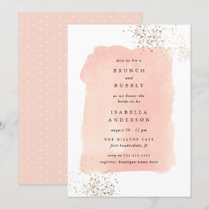 Blush Pink Watercolor Brunch Bubbly Bridal Shower Invitation