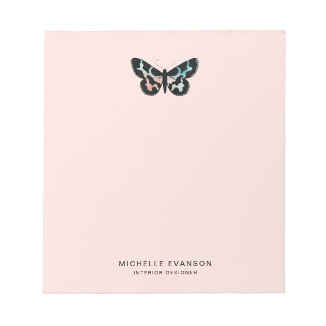 Blush Pink Watercolor Butterfly Logo Notepad (Front)