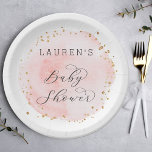Blush Pink Watercolor Circle Baby Shower Paper Plate<br><div class="desc">This baby shower paper plate features a painted watercolor circle in blush pink with faux gold dots accents.  For more advanced customization of this design,  please click the "Customize" button.  Matching items are also available.</div>