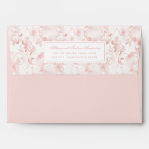 Blush Pink Watercolor Damask Wedding Envelope