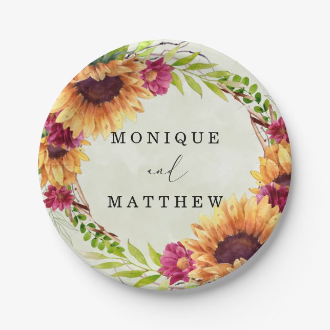 Blush Pink Watercolor Eucalyptus Wedding Paper Pla Plate (Front)