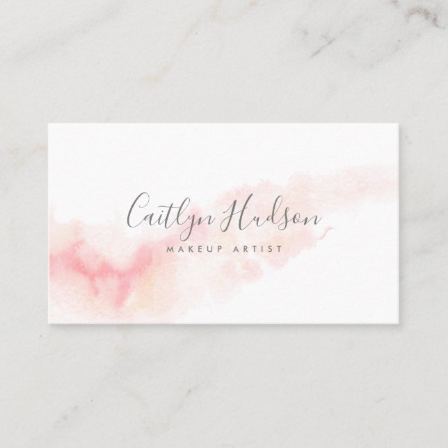 Blush Pink Watercolor Feminine Business Card (Front)