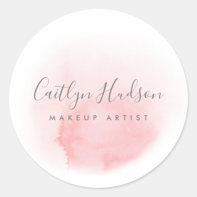 Blush Pink Watercolor Feminine  Classic Round Stic Sticker (Front)