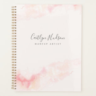 Blush Pink Watercolor Feminine Makeup artist Note Planner