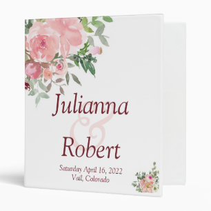 Blush pink watercolor floral    3 ring binder