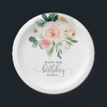 Blush Pink Watercolor Floral 80th Birthday Paper Plate<br><div class="desc">Pretty and feminine, this 80th birthday design features a lovely blush pink and white rose bouquet. The text template includes "Happy 80th" and the guest of honor's name. You can change the age to any age you are celebrating. The word "birthday" is written out in lovely calligraphy script type face....</div>