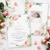Blush Pink Watercolor Floral Baby Baptism