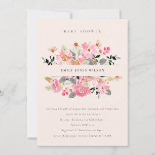 Blush Pink Watercolor Floral Baby Shower Invite
