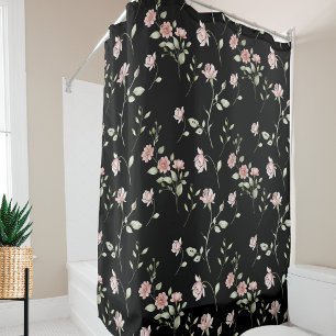 Blush Pink Watercolor Floral Black