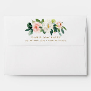 Blush Pink Watercolor Floral Greenery Girly Custom Envelope