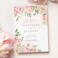 Blush Pink Watercolor Floral Greenery Wedding