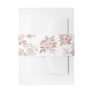 Blush Pink Watercolor Floral Invitation Belly Band