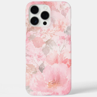 Blush Pink Watercolor Floral Pattern iPhone 16 Pro Max Case