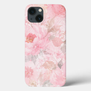 Blush Pink Watercolor Floral Pattern iPhone 13 Case