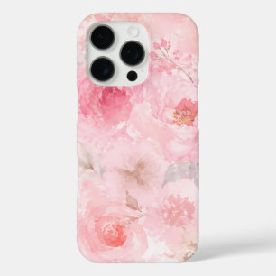 Blush Pink Watercolor Floral Pattern iPhone 16 Pro Case