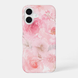 Blush Pink Watercolor Floral Pattern iPhone 16 Case