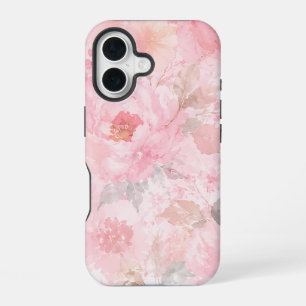 Blush Pink Watercolor Floral Pattern iPhone 16 Case