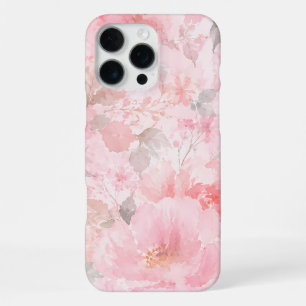 Blush Pink Watercolor Floral Pattern iPhone 16 Pro Max Case