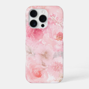 Blush Pink Watercolor Floral Pattern iPhone 16 Pro Case