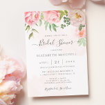 Blush Pink Watercolor Floral Peony Bridal Shower Invitation<br><div class="desc">An elegant floral bridal shower invitation featuring blush pink watercolor peonies and roses with modern handwritten calligraphy. This beautiful design is perfect for spring and summer weddings with a romantic or vintage theme.</div>