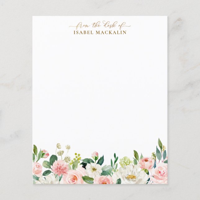 Blush Pink Watercolor Floral Personalized Writing (Front)