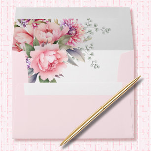 Blush Pink Watercolor Floral Sage Return Address Envelope