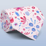 Blush Pink Watercolor Floral Tie<br><div class="desc">Modern watercolor painting of pink and blue cottage garden flowers on a pale pink background. Original art by Nic Squirrell. A coordinating tie to match your celebration.</div>