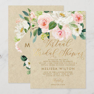 Blush Pink Watercolor Floral Virtual Bridal Shower Invitation