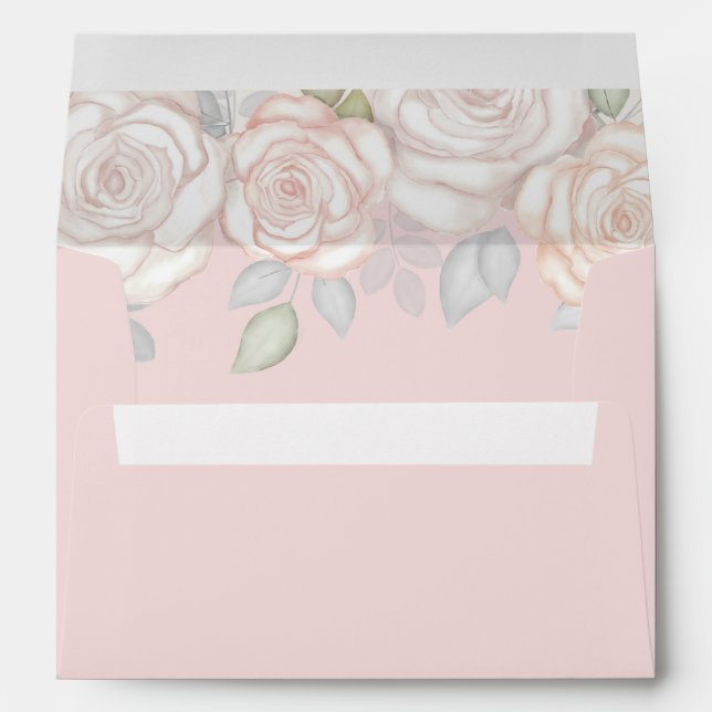 Blush Pink Watercolor Floral Wedding Envelope (Back (Bottom))