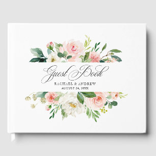 Blush Pink Watercolor Floral Wedding Guest Book
