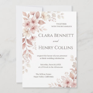 Blush Pink Watercolor Floral Wedding Invitation