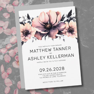 Blush Pink Watercolor Floral Wedding Invitation
