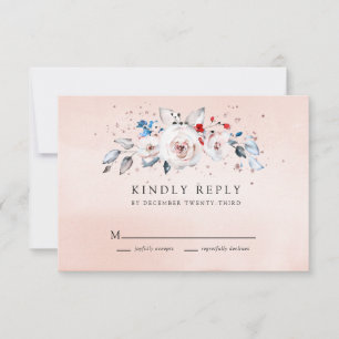Blush Pink Watercolor Floral Wedding RSVP Card