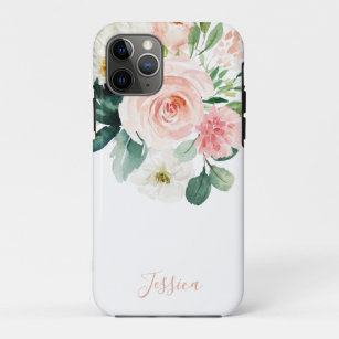 Blush Pink Watercolor Floral with Your Name Case-Mate iPhone Case