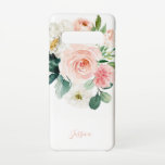 Blush Pink Watercolor Floral with Your Name Samsung Galaxy Case<br><div class="desc">This beautifully feminine watercolor floral design has blush pink and white roses with other mixed flowers and trailing greenery. A text template is included to personalize with your name, monogram or other desired text. If you wish to remove the sample text entirely, choose "personalize this template" and delete the sample...</div>