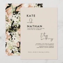 Blush Pink Watercolor Flower Wedding Invitation